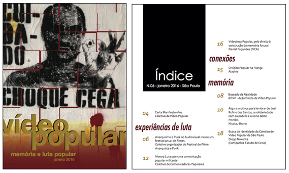 Fotos da capa e do índice da Revista do Vídeo Popular nº 6/edição 2016.